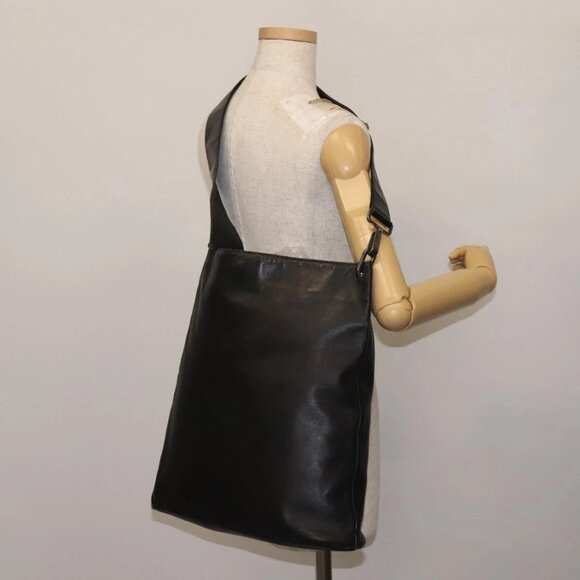 GUCCI Shoulder Bag Leather Black Silver Auth 143208 - Picture 3 of 16